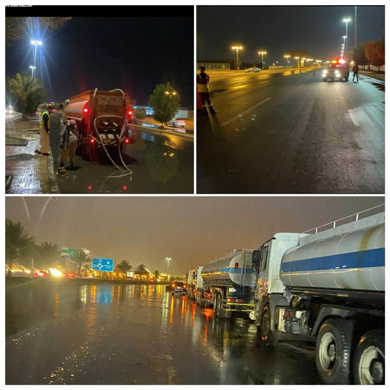 أمانة تبوك تواصل العمل لتحييد خطر السيول ومتابعة هطول الأمطار على المنطقة